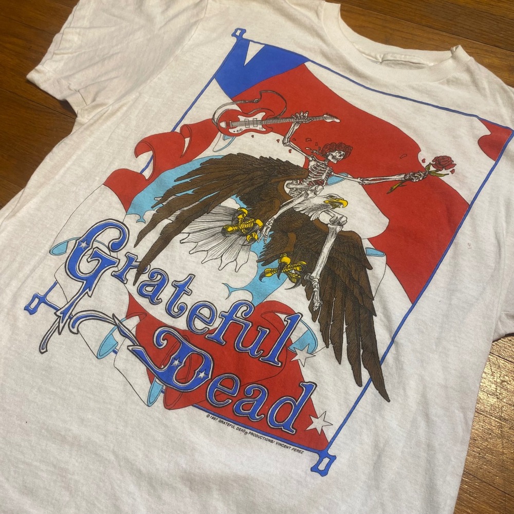 Vintage 1987 Grateful Dead Spring Tour T-Shirt Hanes M Perez Skeleton Eagle USA - Picture 2 of 8